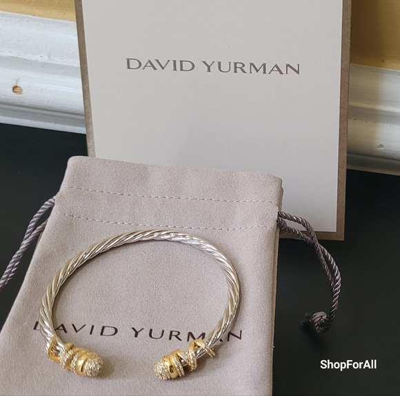 David Yurman Silver and Gold Cable Bracelet - Picture 2 of 13